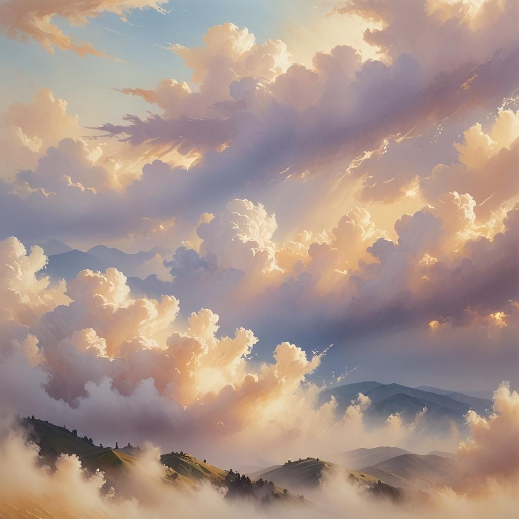 Heavenly Landscape in Ethereal Oil Painting Style