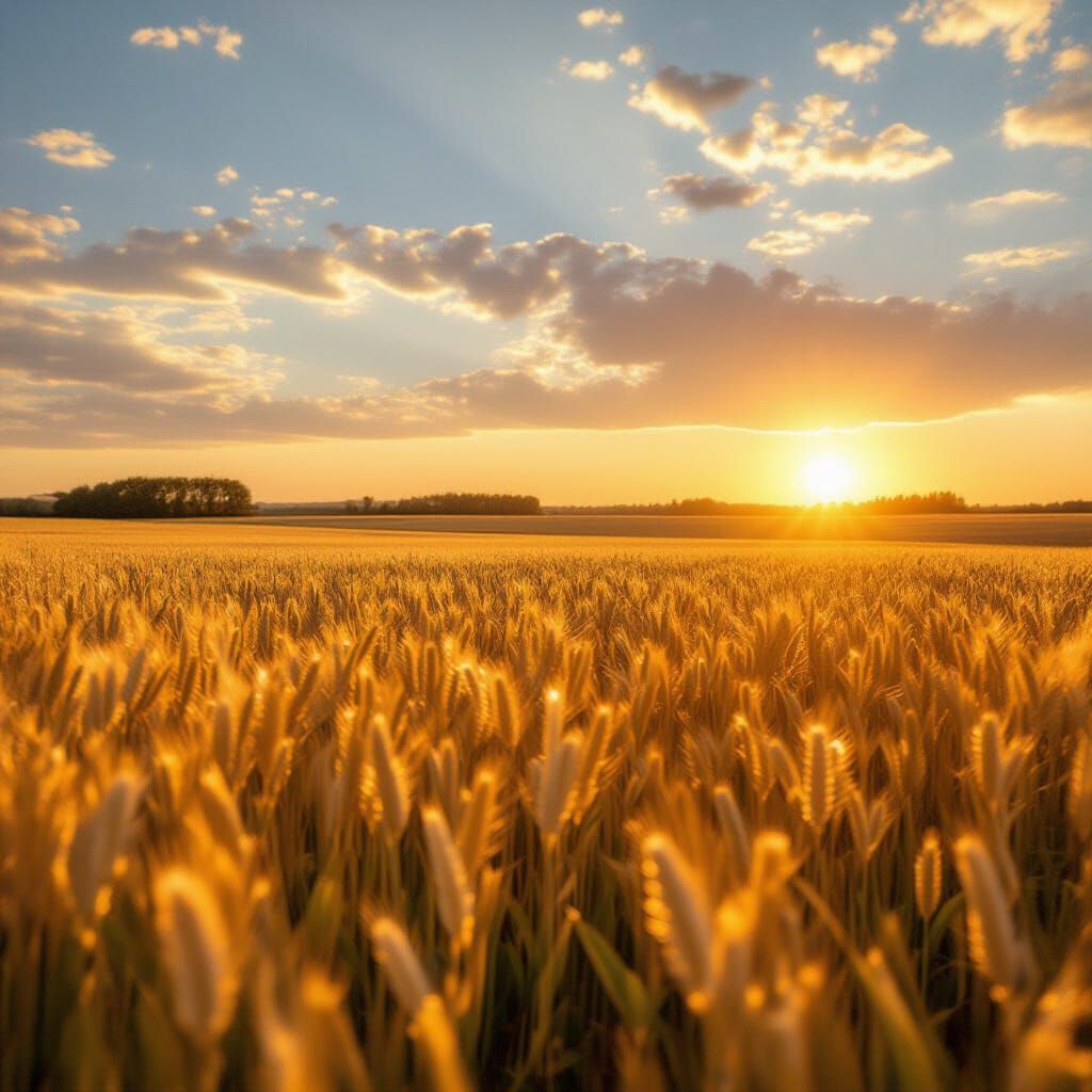 Sun-Drenched Wheat Field in Golden Hues