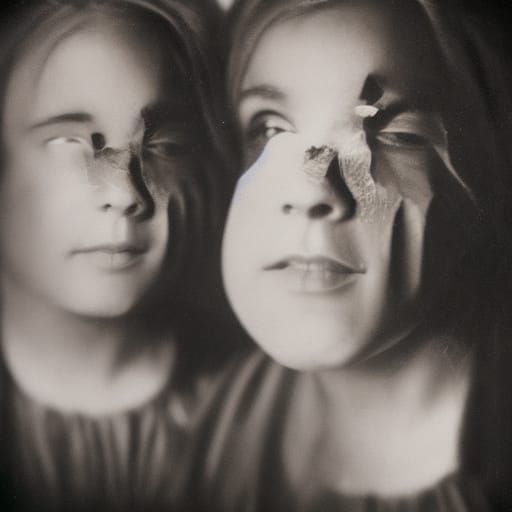 Eerie Twin Girls in Antique Chromalithography Style
