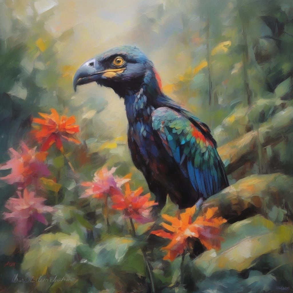 Hyperrealistic Jungle Creature Concept Art in Triadic Colors