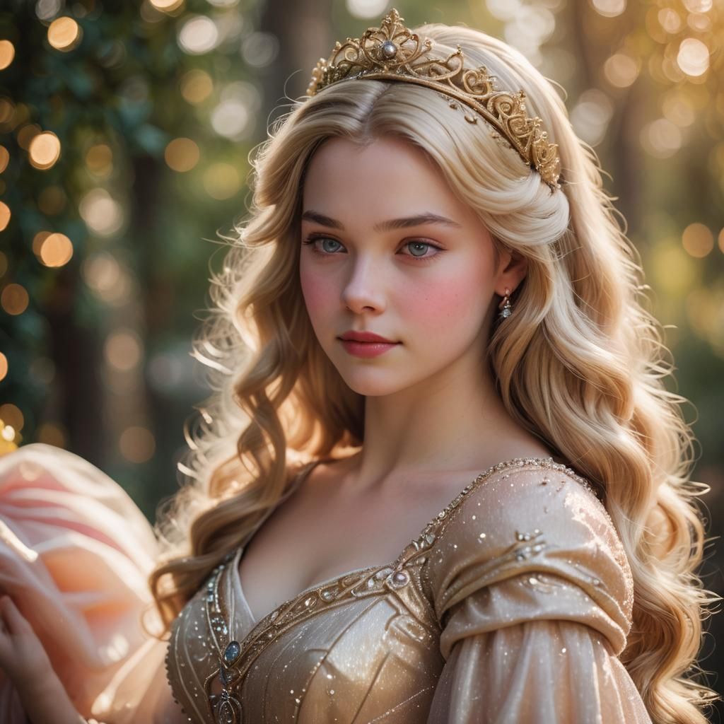 Portrait of Princess Aurora with Soft, Golden Light