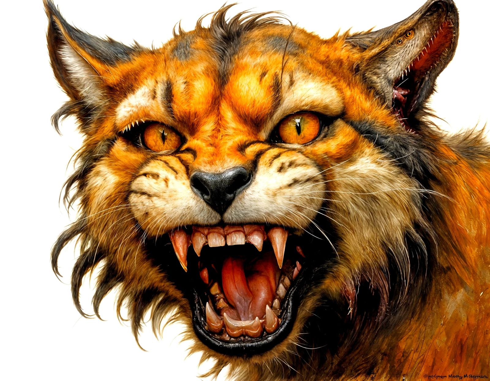 Saber-Toothed Cat Face in an Ancient Environment