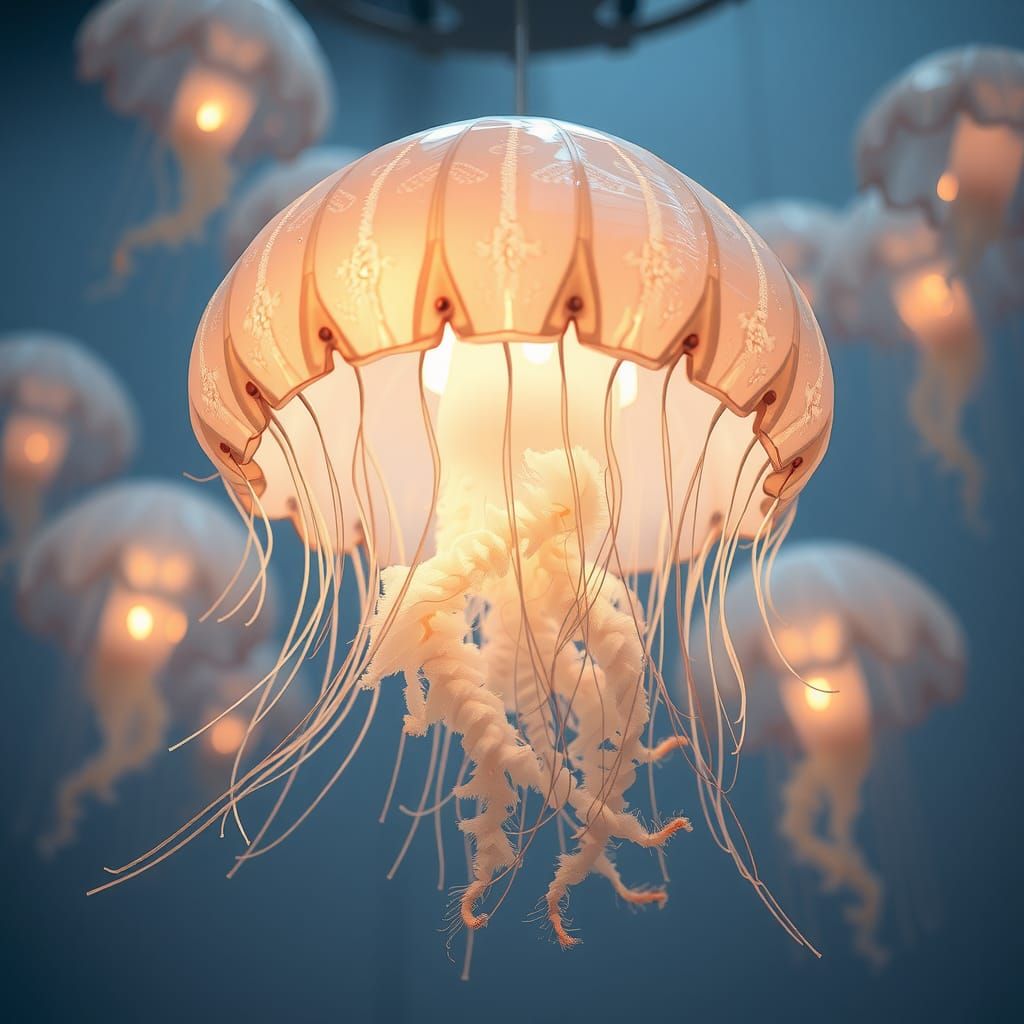 Ethereal Jellyfish Chandelier in Surreal Dreamscape