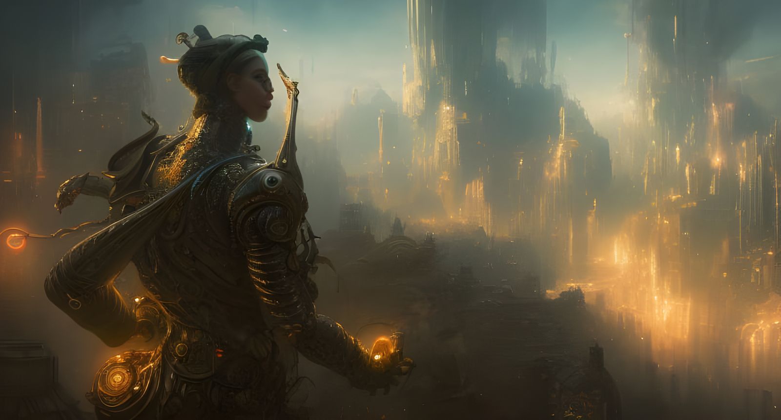 Steampunk Lizard Wizard in Hyper-Realistic Cityscape