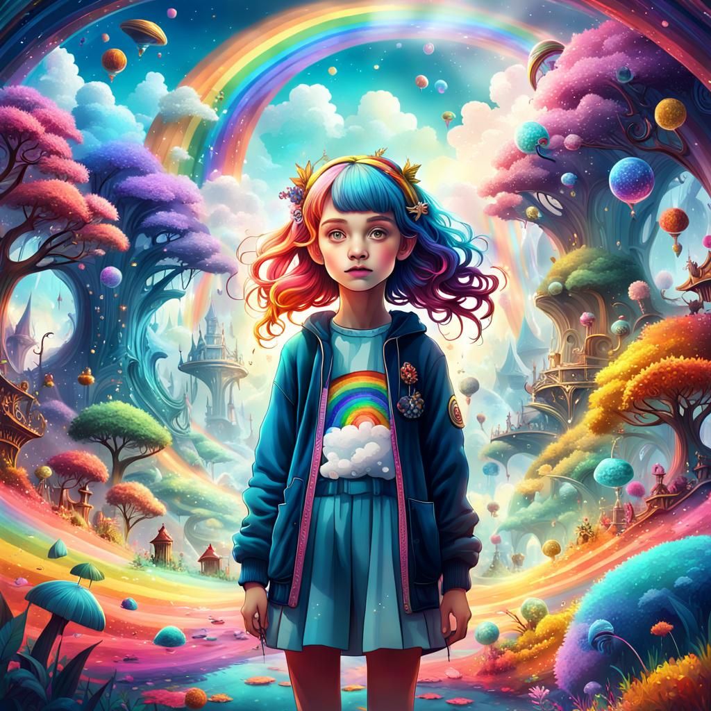 Girl in Rainbow World: Fantasy Concept Art