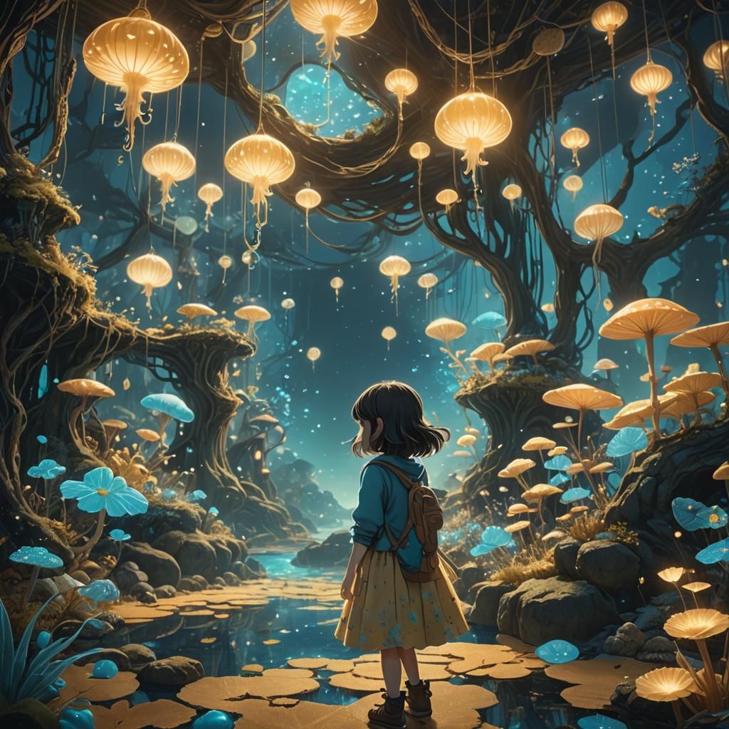 Dreamland Exploration in Miyazaki-Inspired Fantasy Art