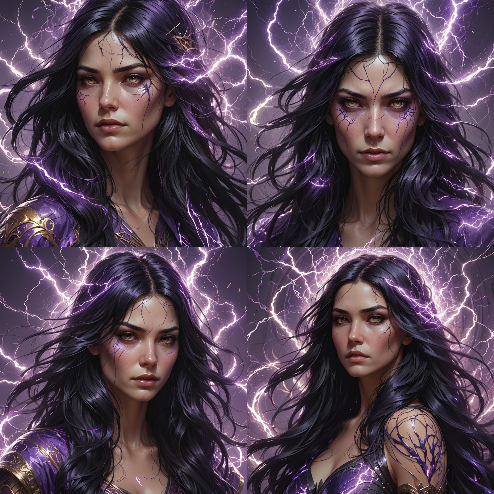 Electrifying Portrait of Woman with Crackling Energy