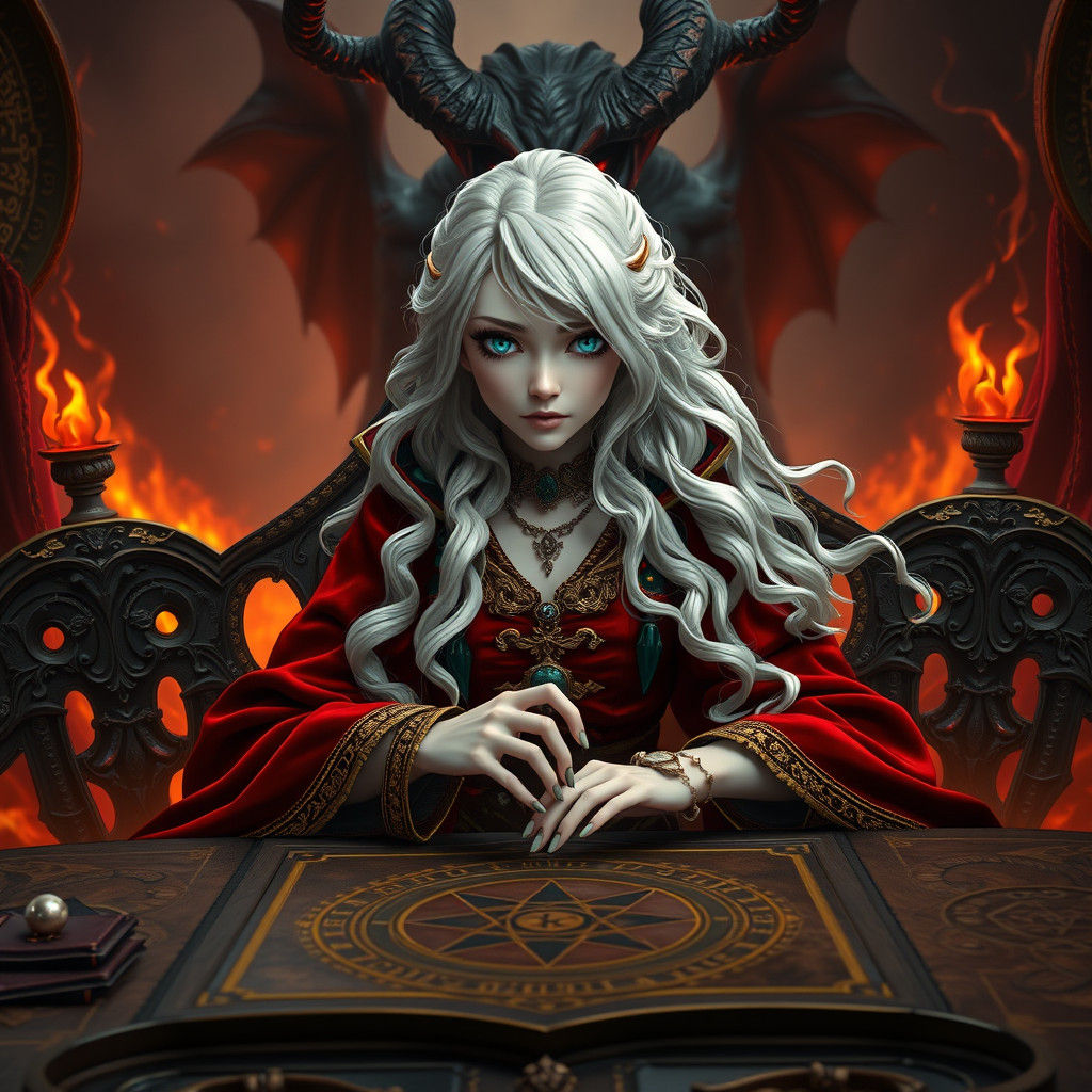 Tarot Reader in Hell: Dark Fantasy Anime Art