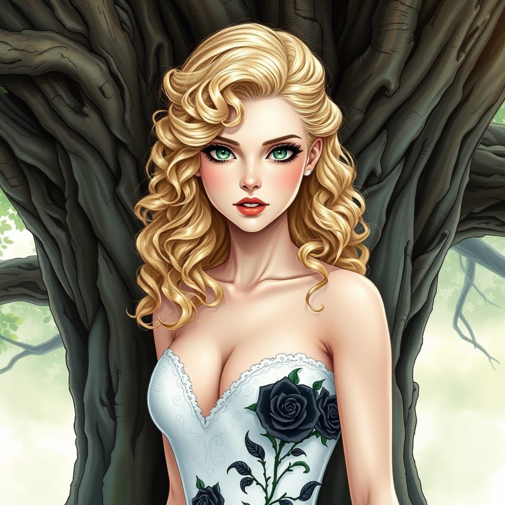 Maiden Amidst Ancient Oak