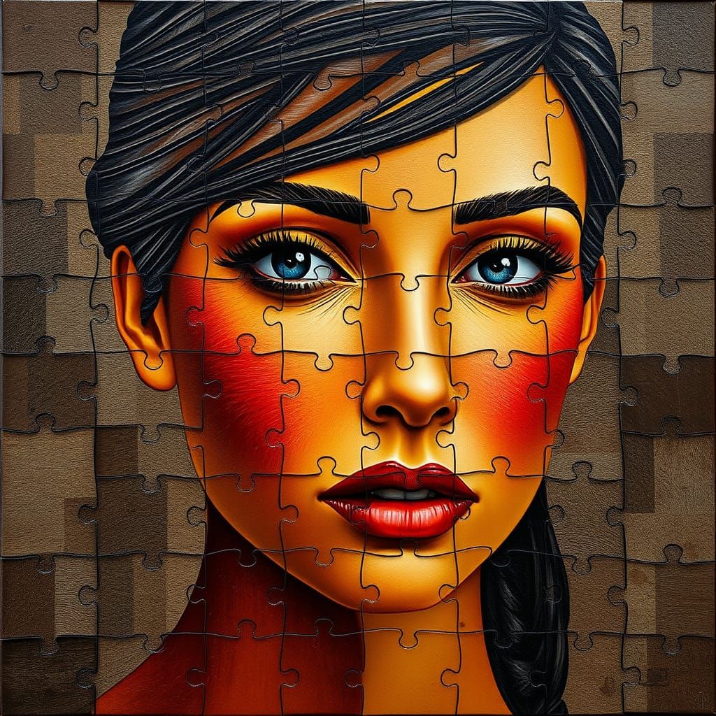 Surreal Leather Portrait in Pop Surrealist Style