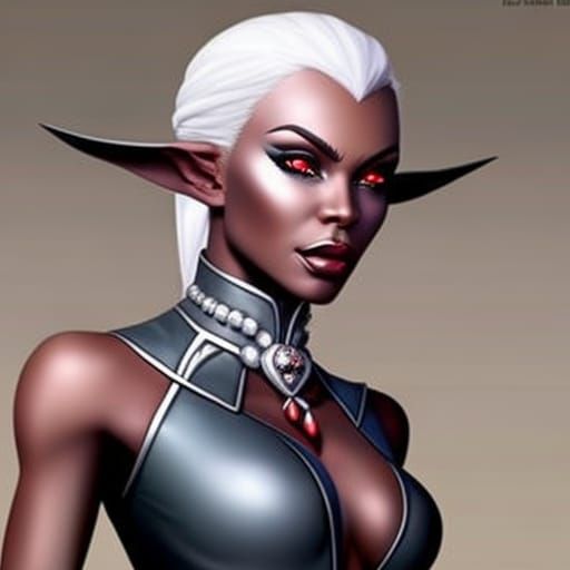 Hyperrealistic Drow Elf Woman with Pointed Ears