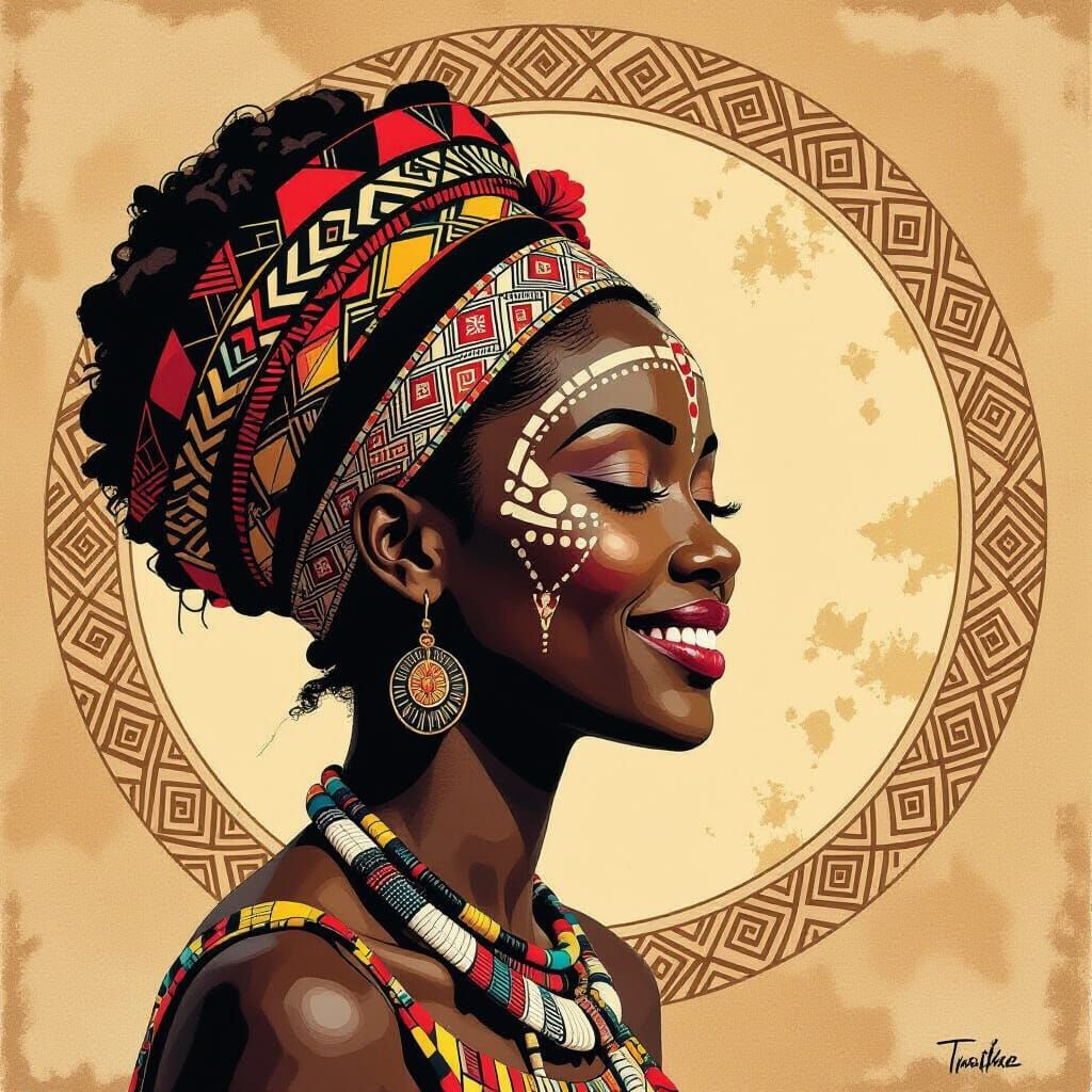 Woman in Profile, TingaTinga Style African Art