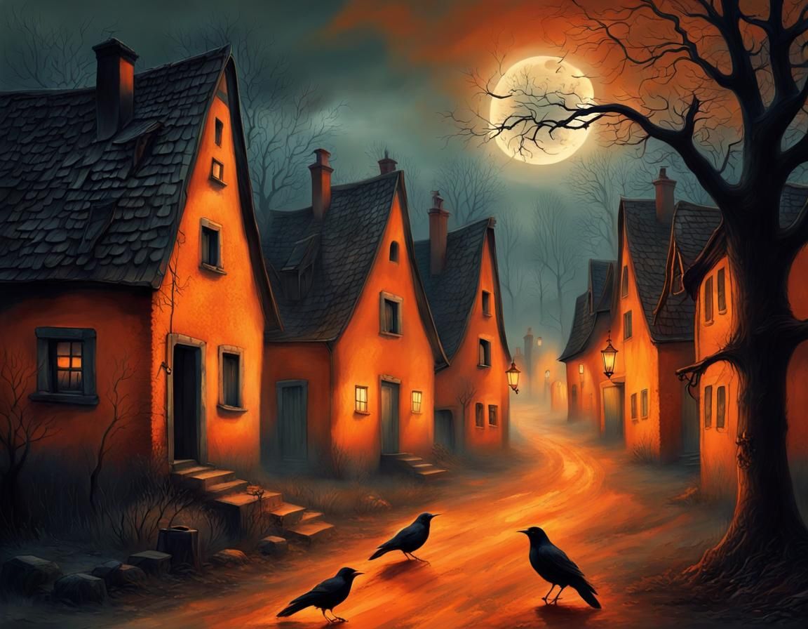 Spooky Haunted Countryside Village Glow