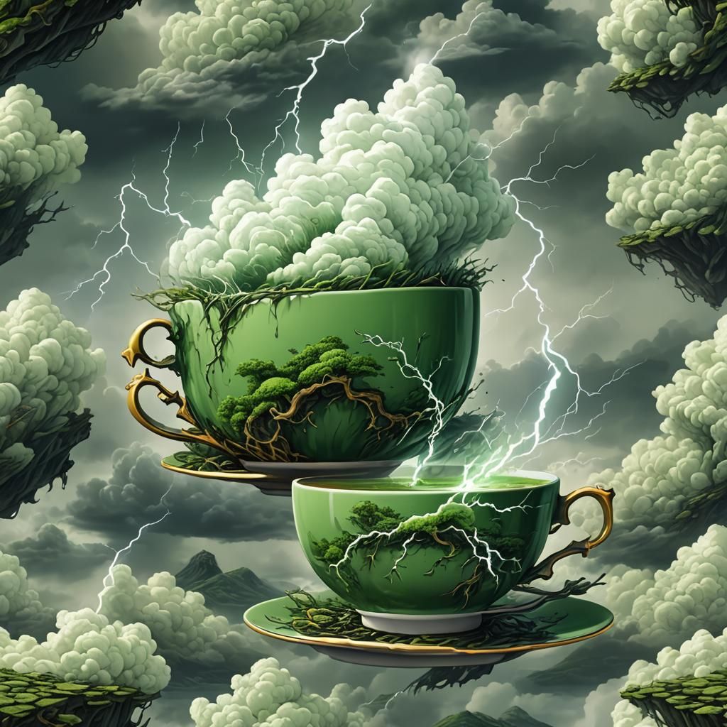 Stormy Tea Cup with Lightning