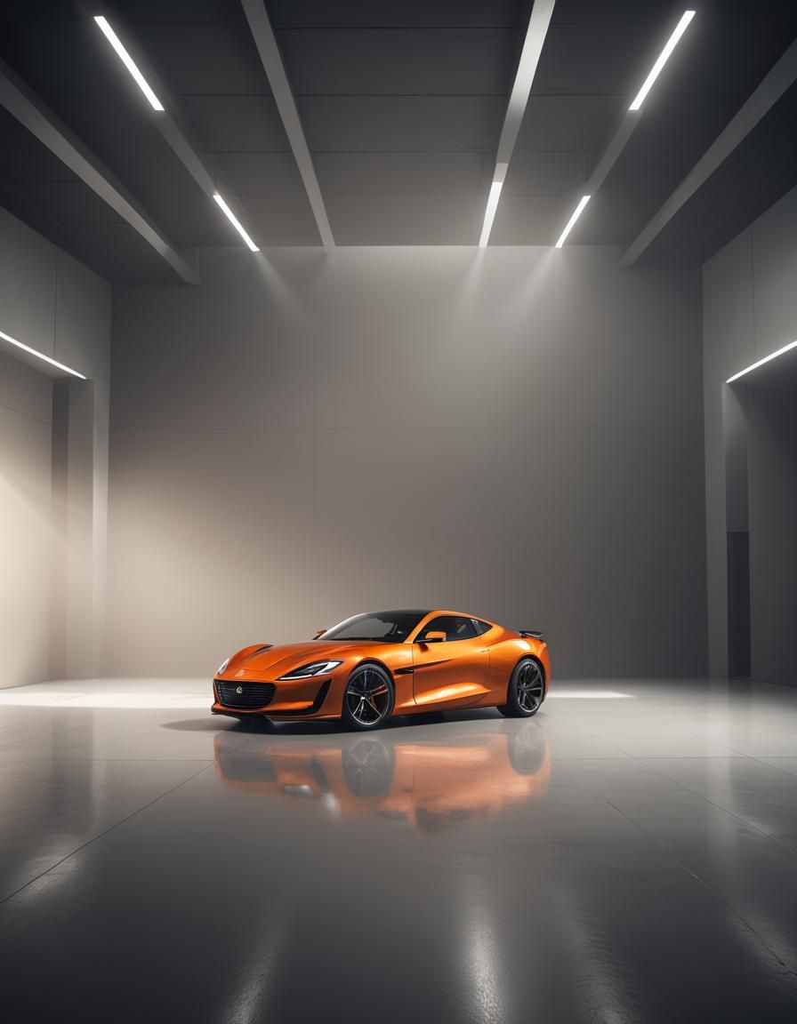 Sleek Modern Sports Car in Vibrant Orange
