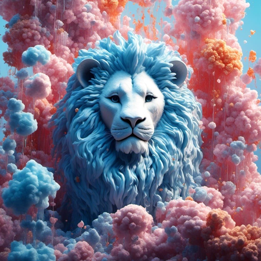 Pastel Lion Digital Art, Detailed Matte Painting