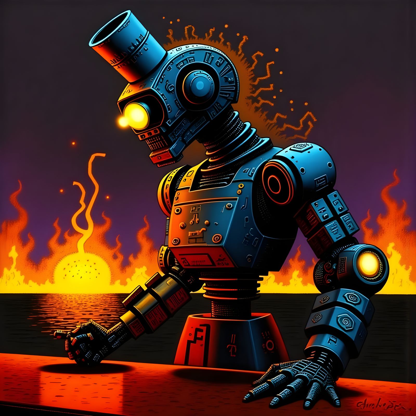 Robotic Fury in a Fiery Blaze