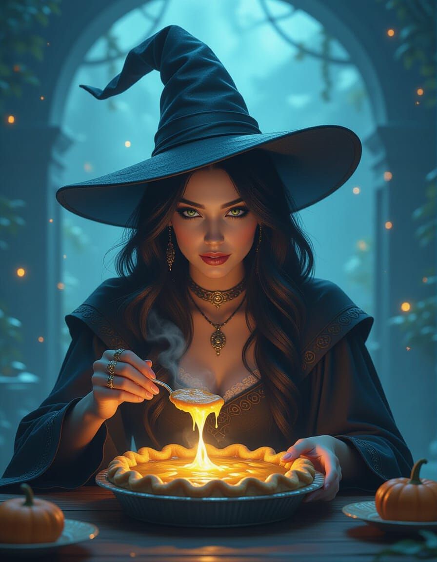 Mysterious Witch Serves Steaming Magical Pie