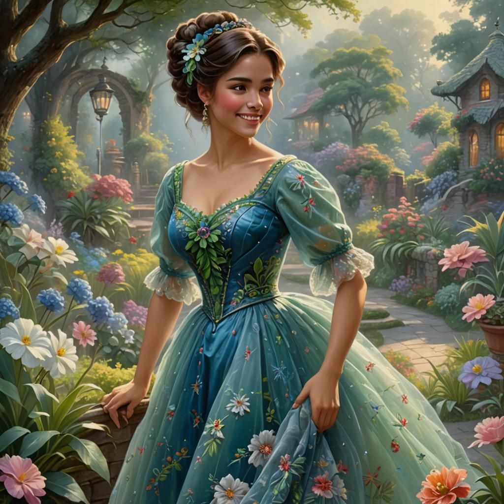 Mexican Beauty in Exotic Garden, Ethereal Fantasy Art