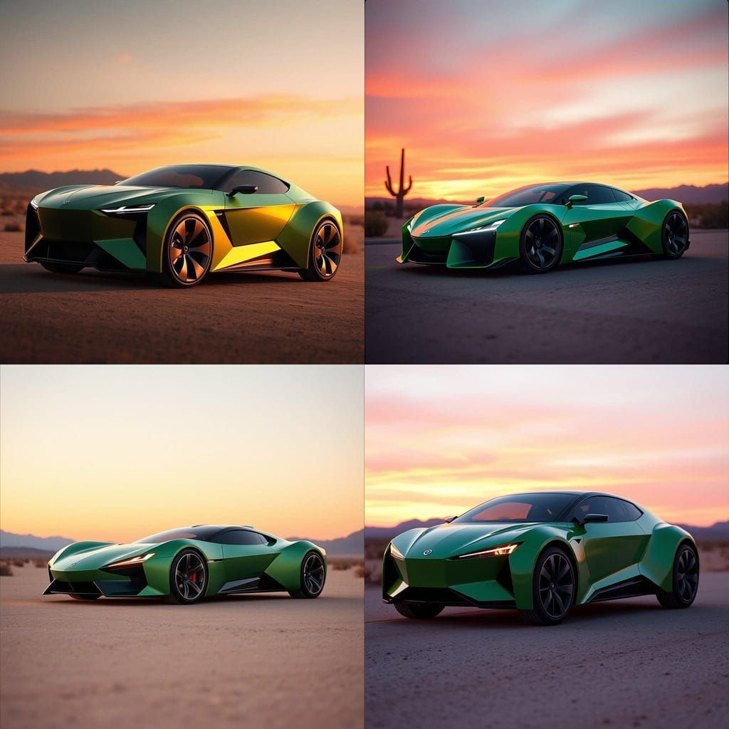 Futuristic Concept Car in Desert Landscape