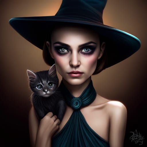 Cute Skeleton Creature with Kitten in Digital Art