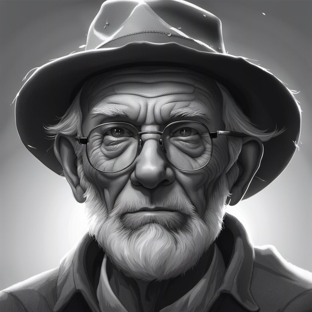 Old Farmer Portrait in Black & White
