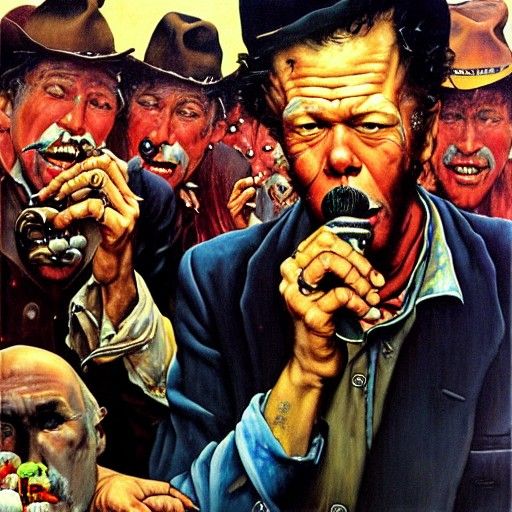 Tom Waits Karaoke in Las Vegas: Surrealist Painting