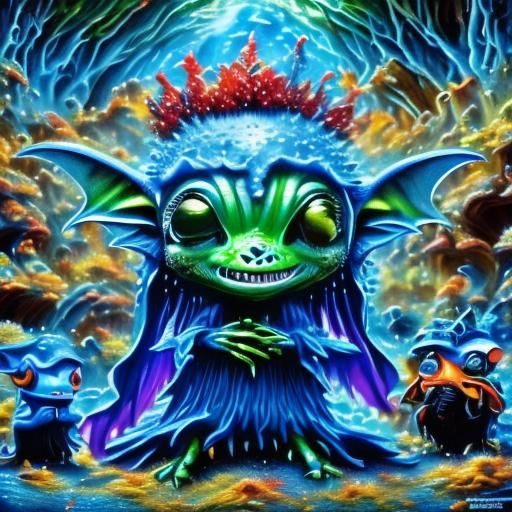 Goblins Face Driving Test Anxieties in Neon Style