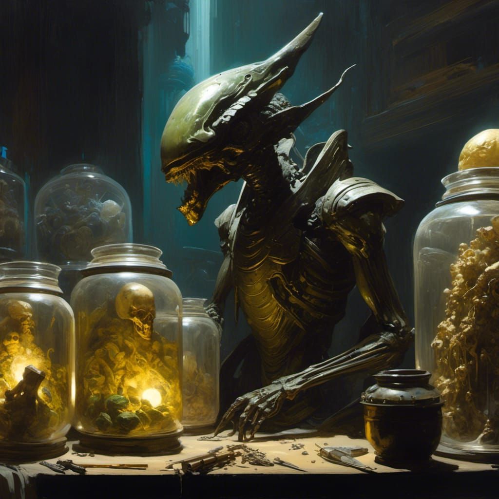 Aliens in Jars: Detailed Painting with Epic Lighting