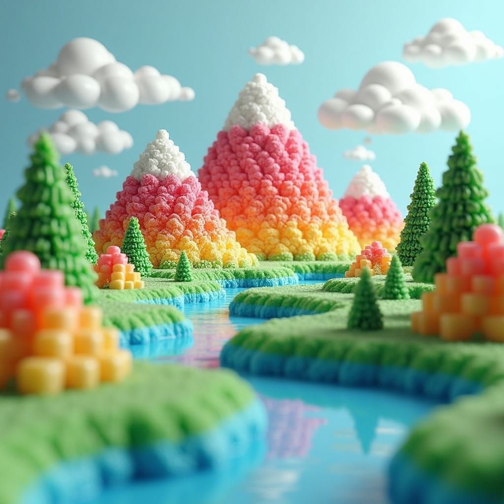 Vibrant Jello Mountain Landscape in Unreal Engine 5 Style