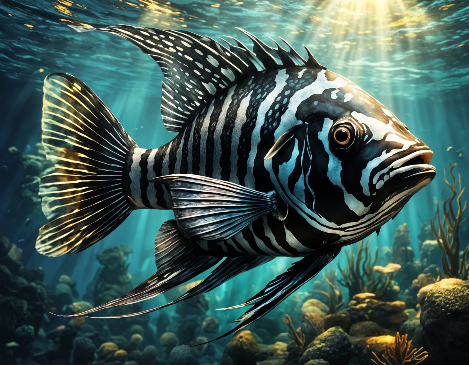 Whale-Sized Fantasy Fish with Shimmering Scales