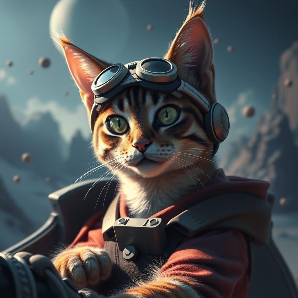 Cyberpunk Feline Space Explorer