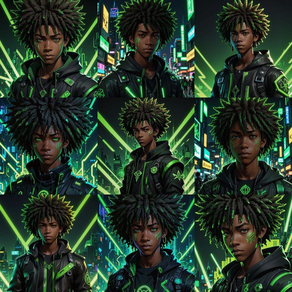 African American Teenager in Cyberpunk Kingdom Hearts Attire