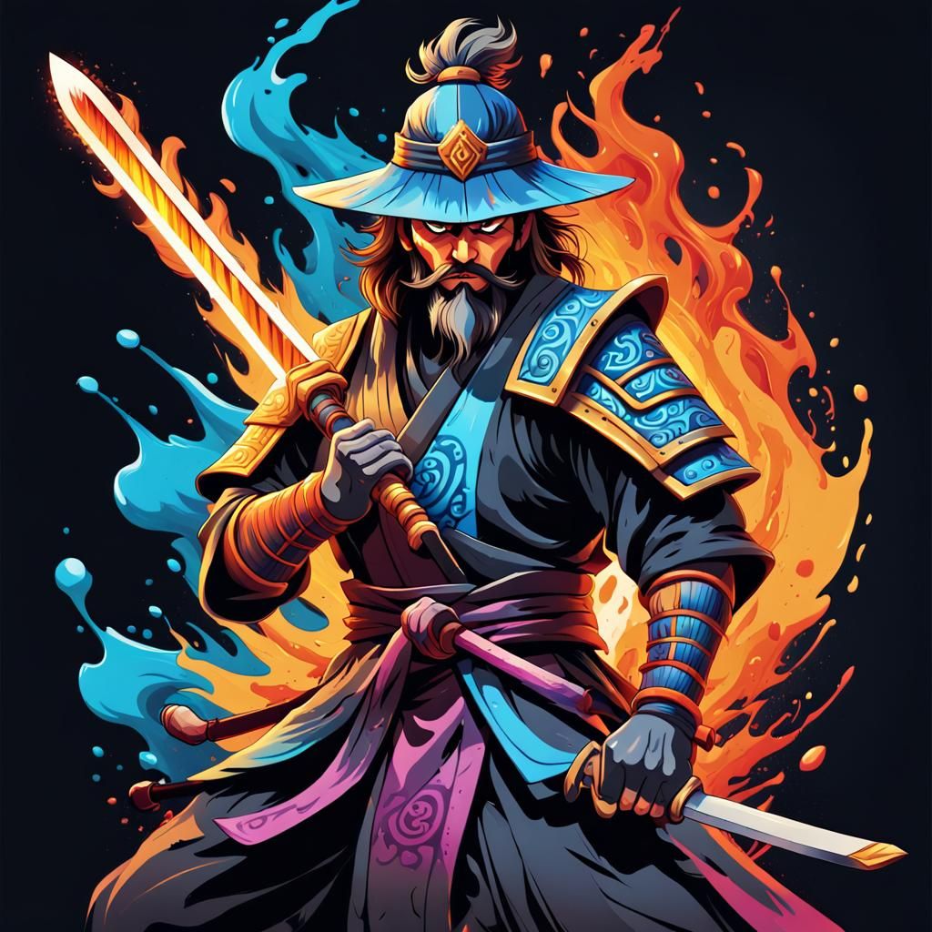 Demigod Samurai Wizard Gaming Logo in Vector Style