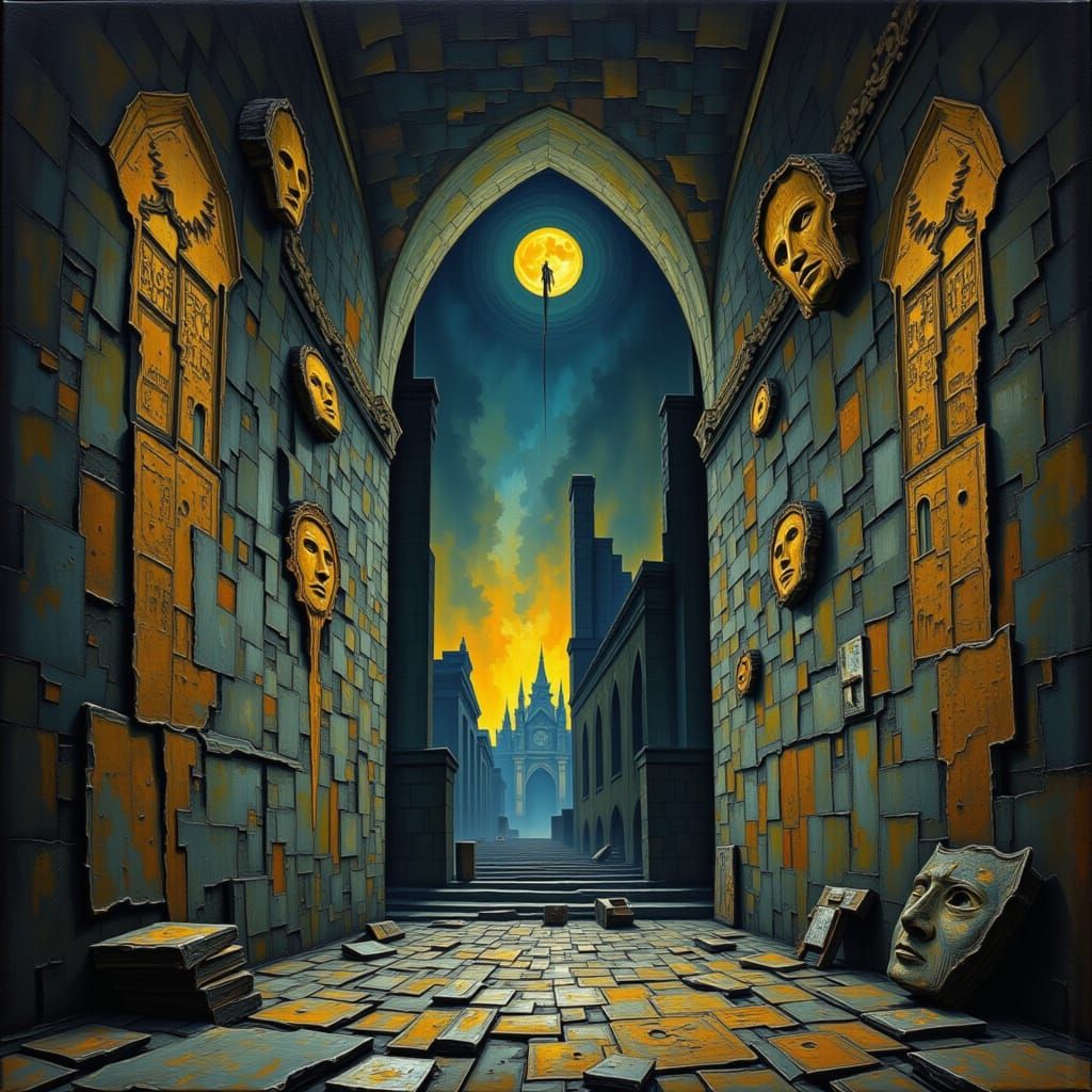 Breathing Walls: Crumbling Cathedral in Impasto Style