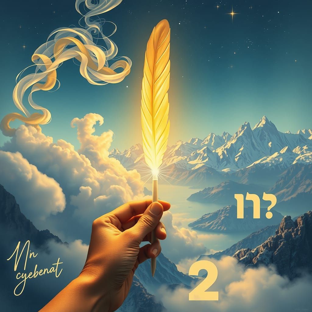 Ethereal Hebrew Calligraphy Illuminates Celestial Landscape