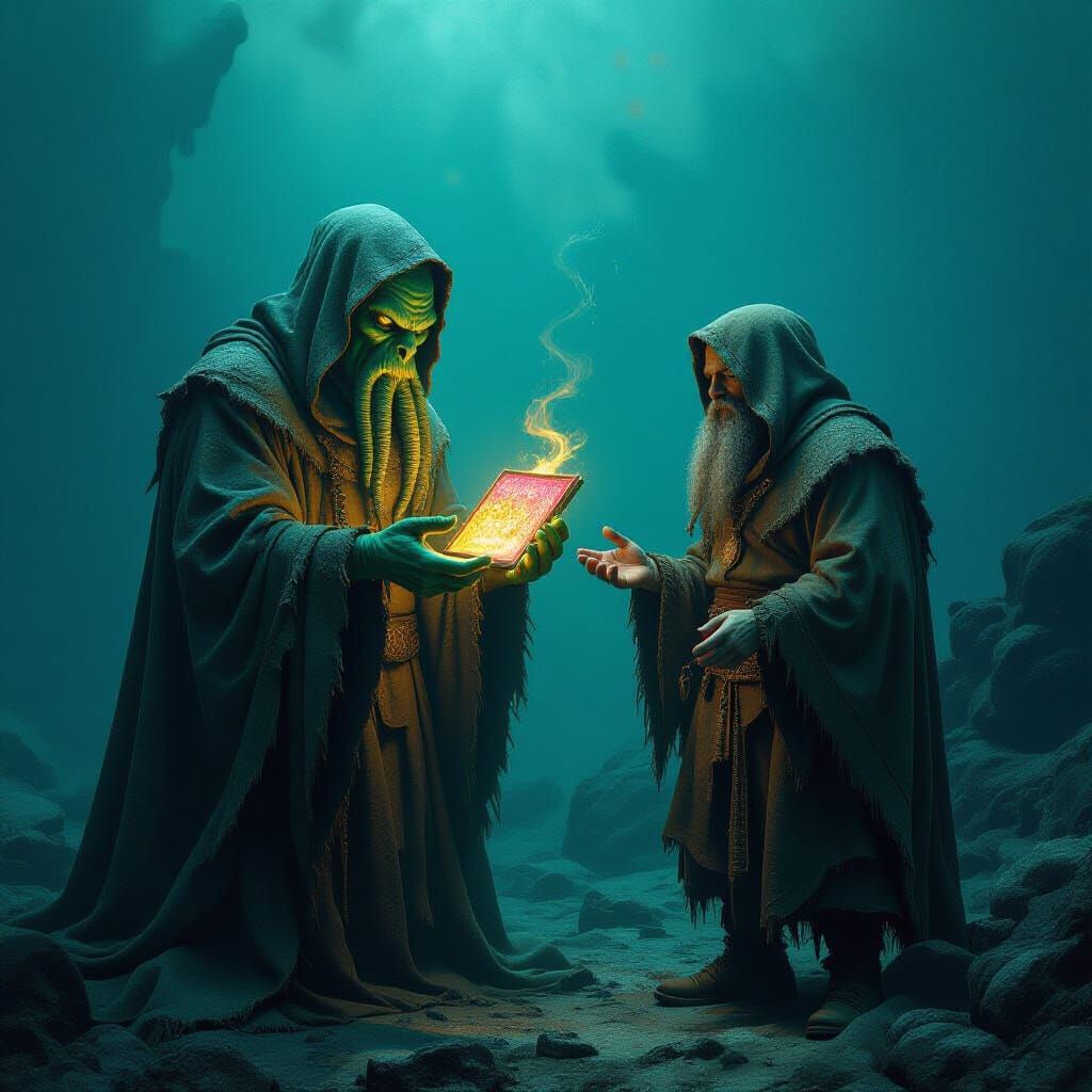 Cthulhu Presents Tablets in Baroque Hyperrealism