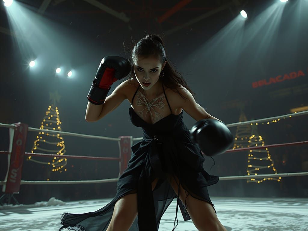 Ethereal Boxing Match in Dark Gothic Style