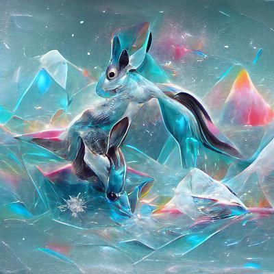 Glaceon in Holographic Astral Cosmic Illustration