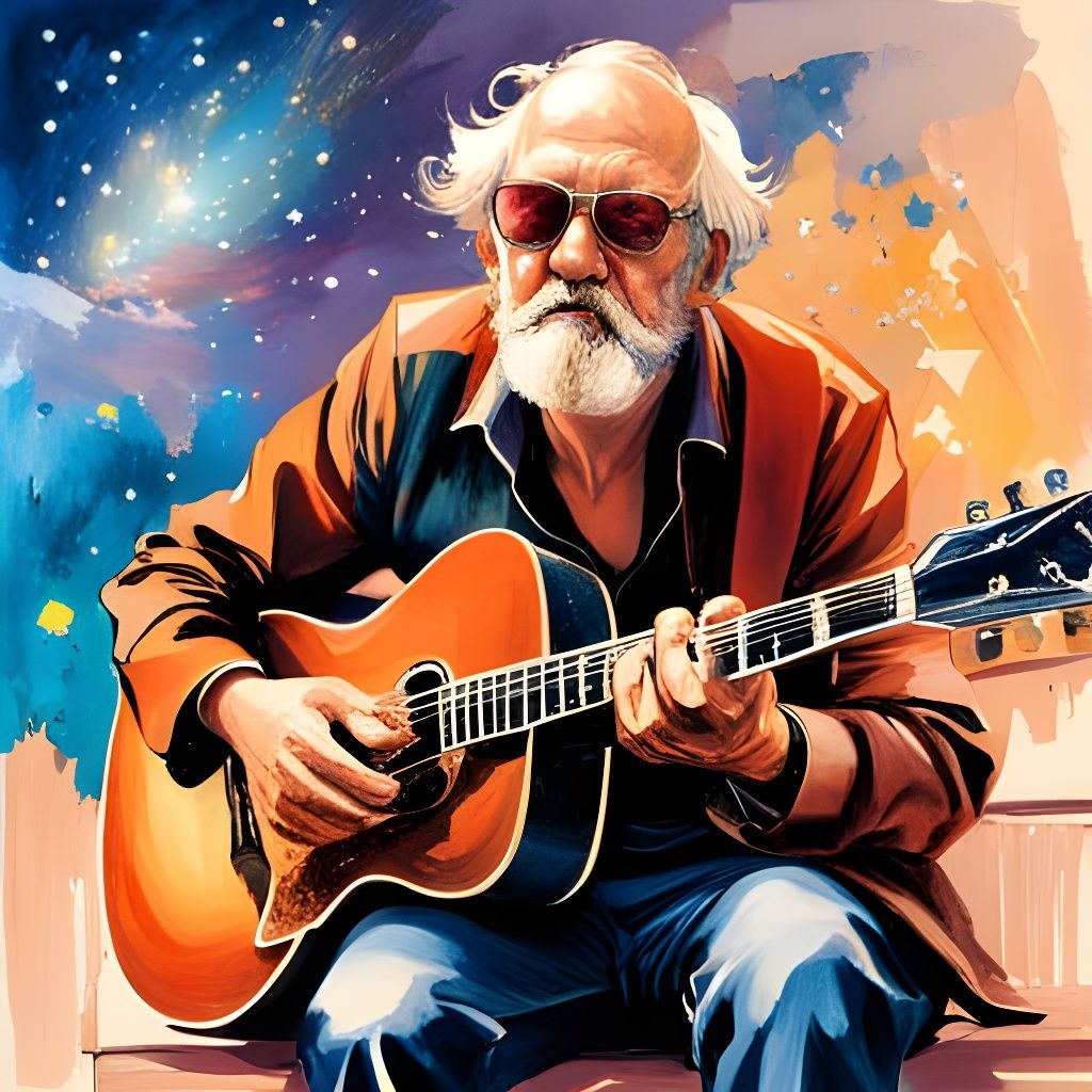 Grandpa Serenades the Stars: A Digital Painting
