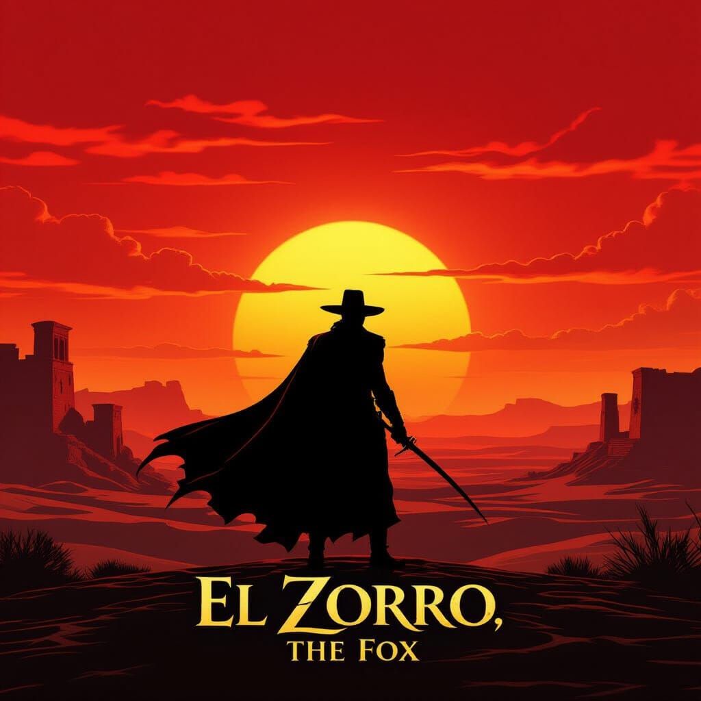 El Zorro Movie Poster: Lone Figure at Sunset