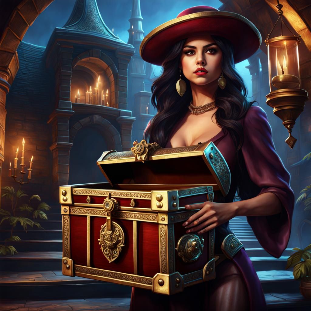 Selena Gomez as Thief in D&D Matte Painting