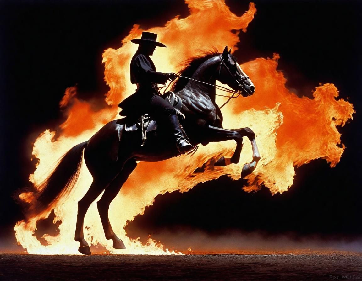 zorro riding his horse