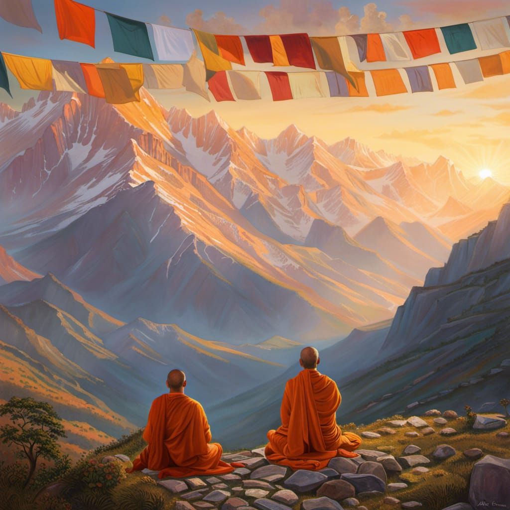 Himalayan Monk Meditating in Golden Light