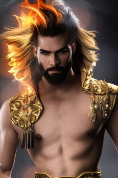 Hyperrealistic Magician Portrait with Fiery Hair