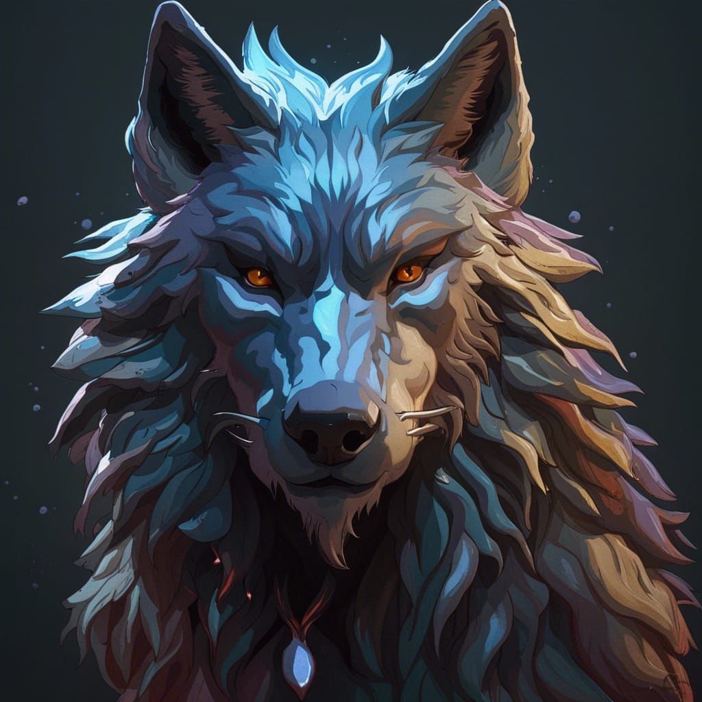 Hyperdetailed Wolf Portrait in Art Nouveau Style