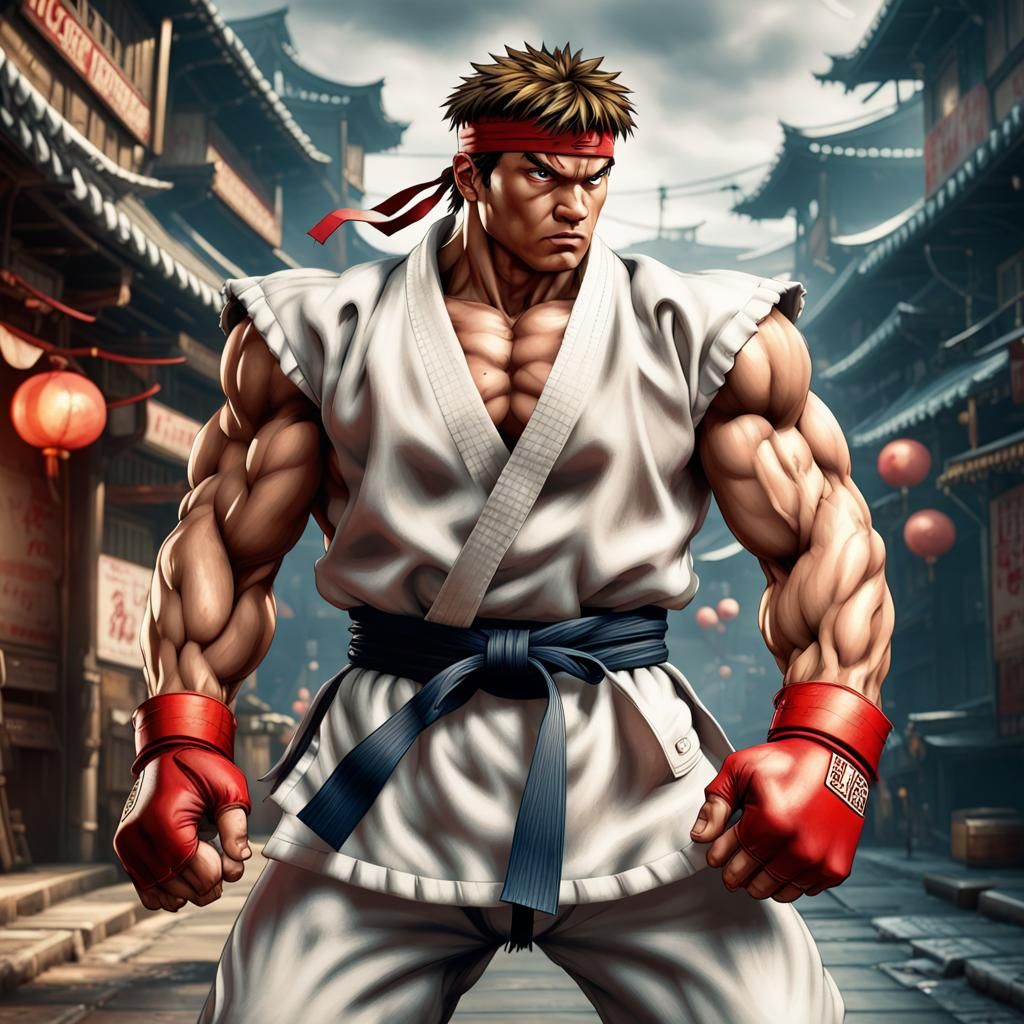 Hyperrealistic Ryu Street Fighter in Cinematic HDR