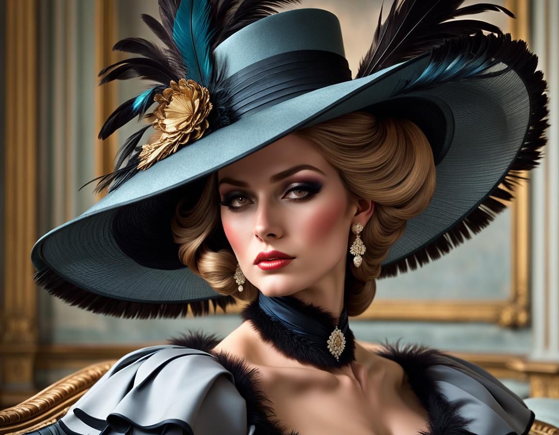 Elegant Bourgeoise in 19th Century Fashion