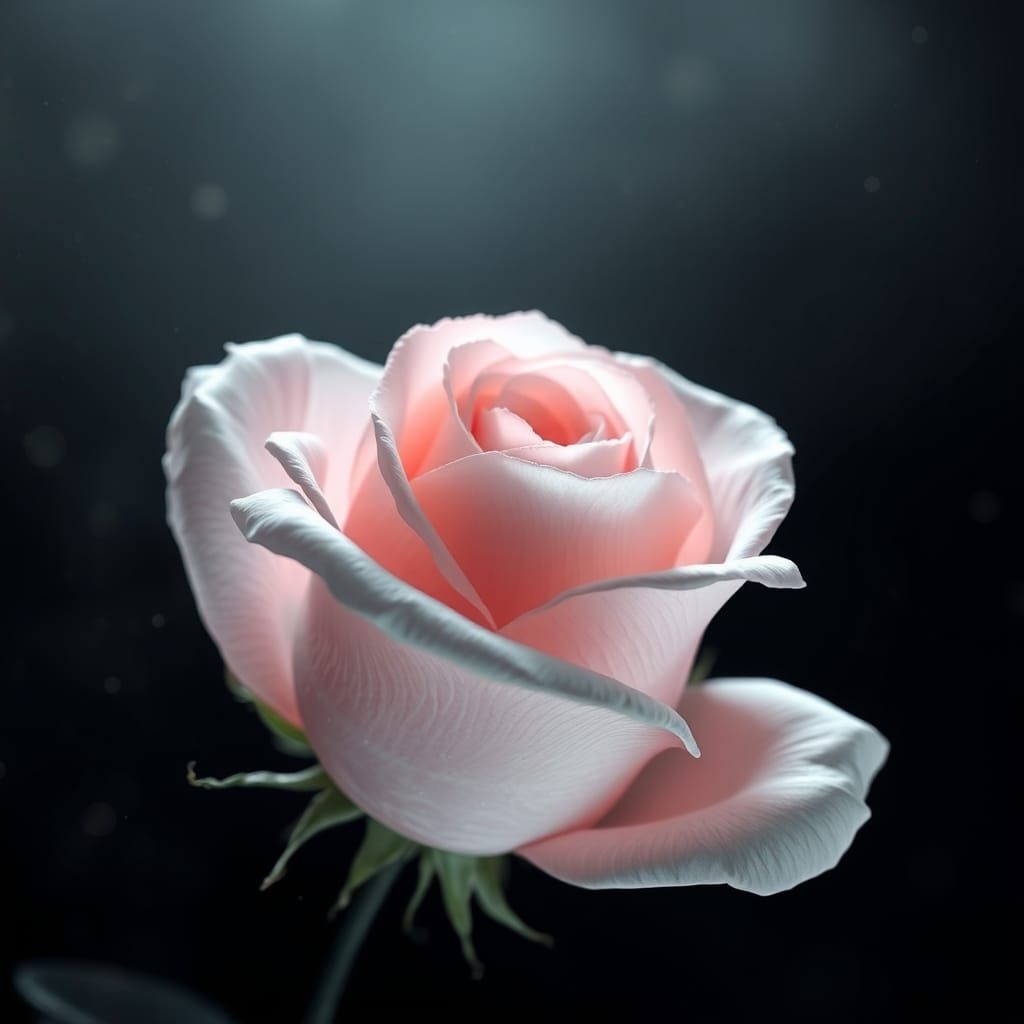 Ethereal Rose with Magic Sparkles in High-Fantasy Style