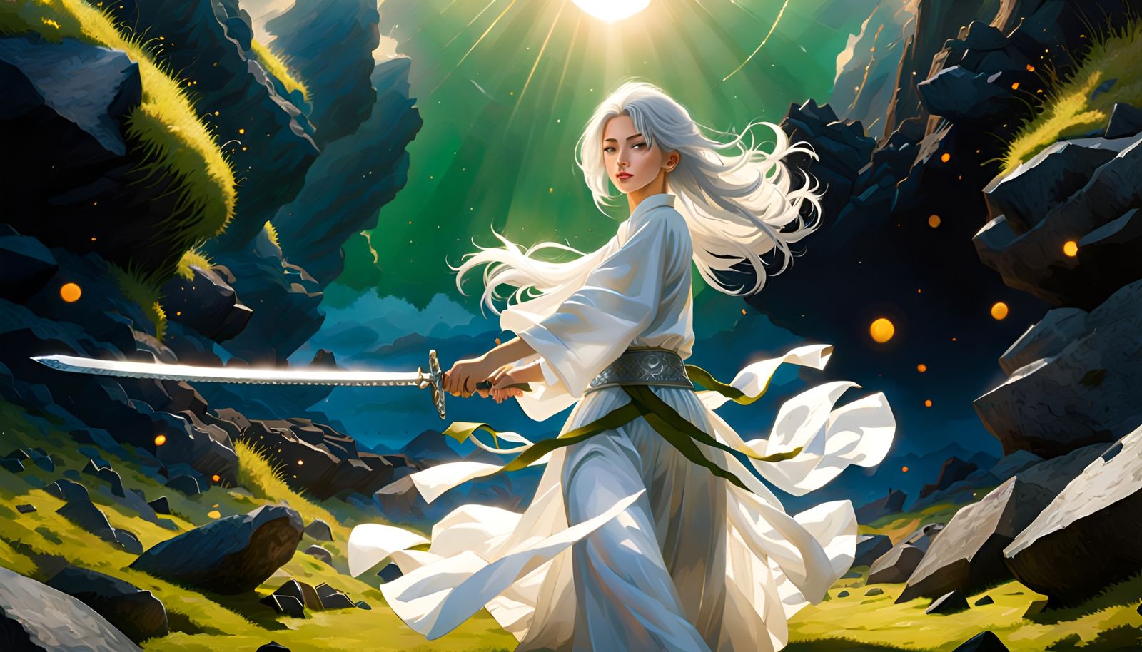 Teenage Girl Sword Training Under Seven Suns